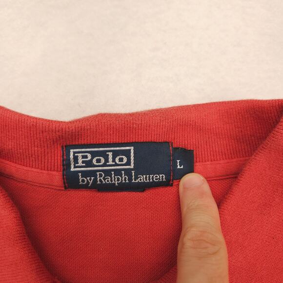 Polo by Ralph Lauren Collared Short Sleeve Polo Shirt Mens Size Large L Salmon - Picture 3 of 9